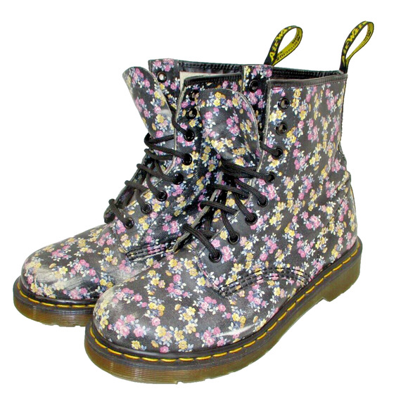 Dr. Doc Martens 1460 floral boots Style 11821 -WORN SPOTS- Ladies SIZE 7 - Picture 1 of 12